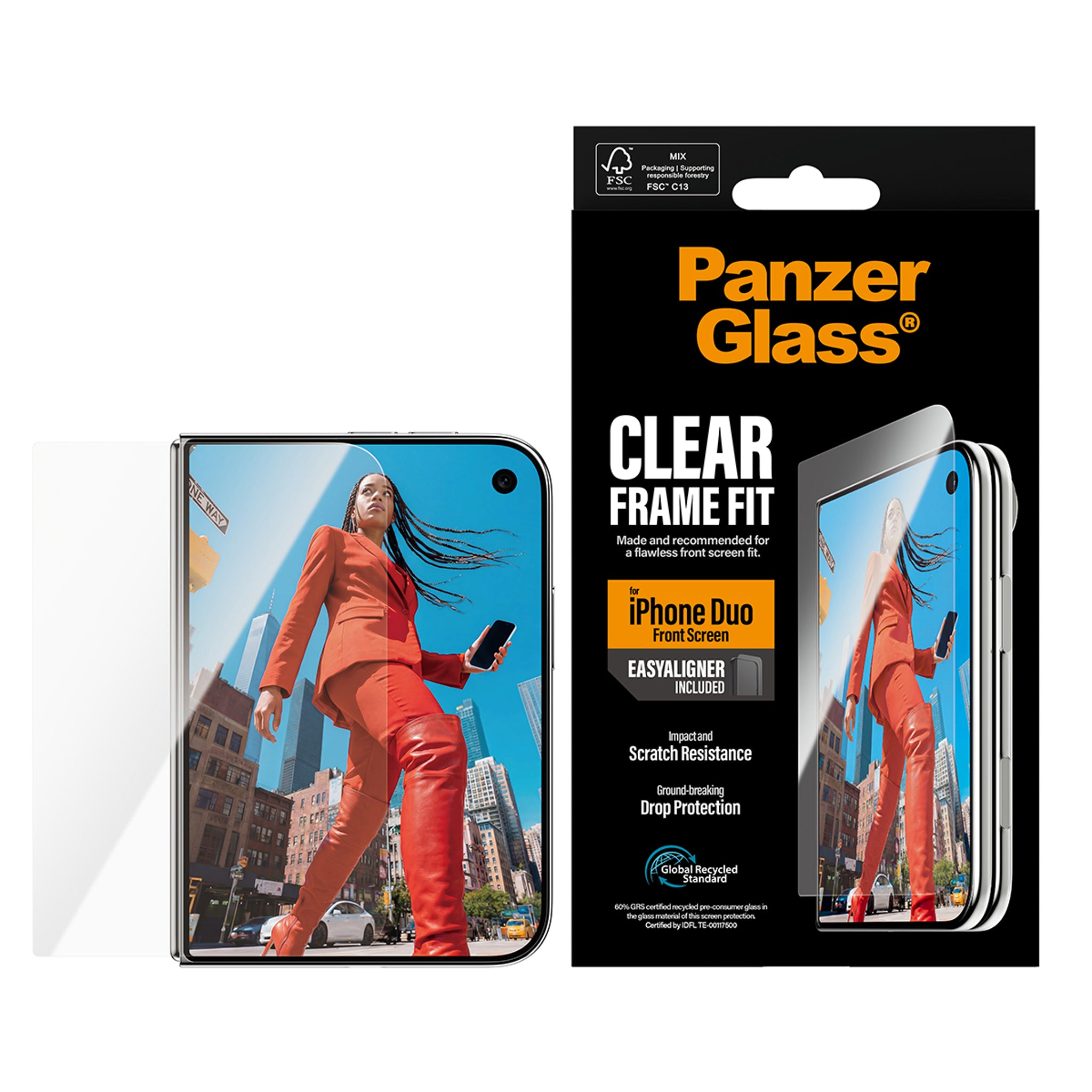PanzerGlass® Front Screen Protector iPhone Duo | FRAME FIT w. EasyAligner
